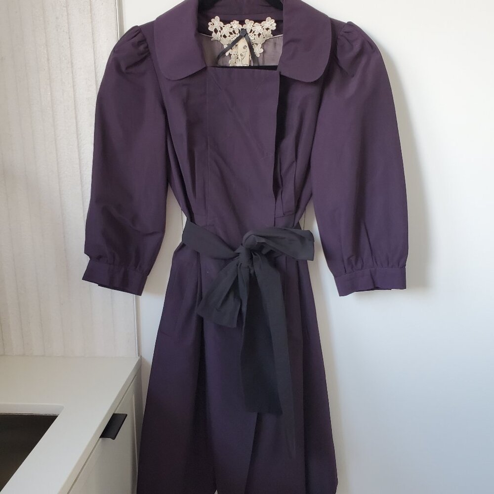 Anthropologie Floreat jacket/dress deep purple 3/4 sleeves size 6 lots of detail
